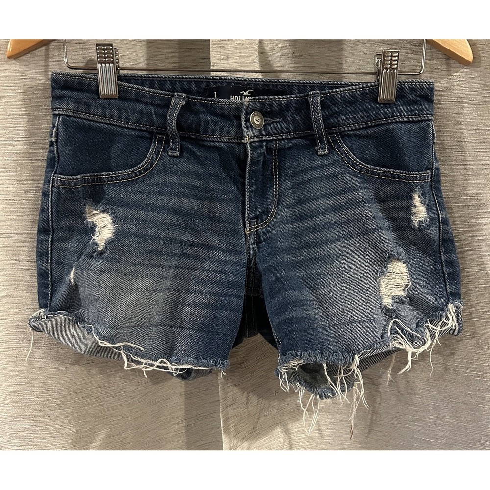 Hollister Low Rise Midi Length Jean Shorts Womens Vintage Stretch‎ Size 1/25